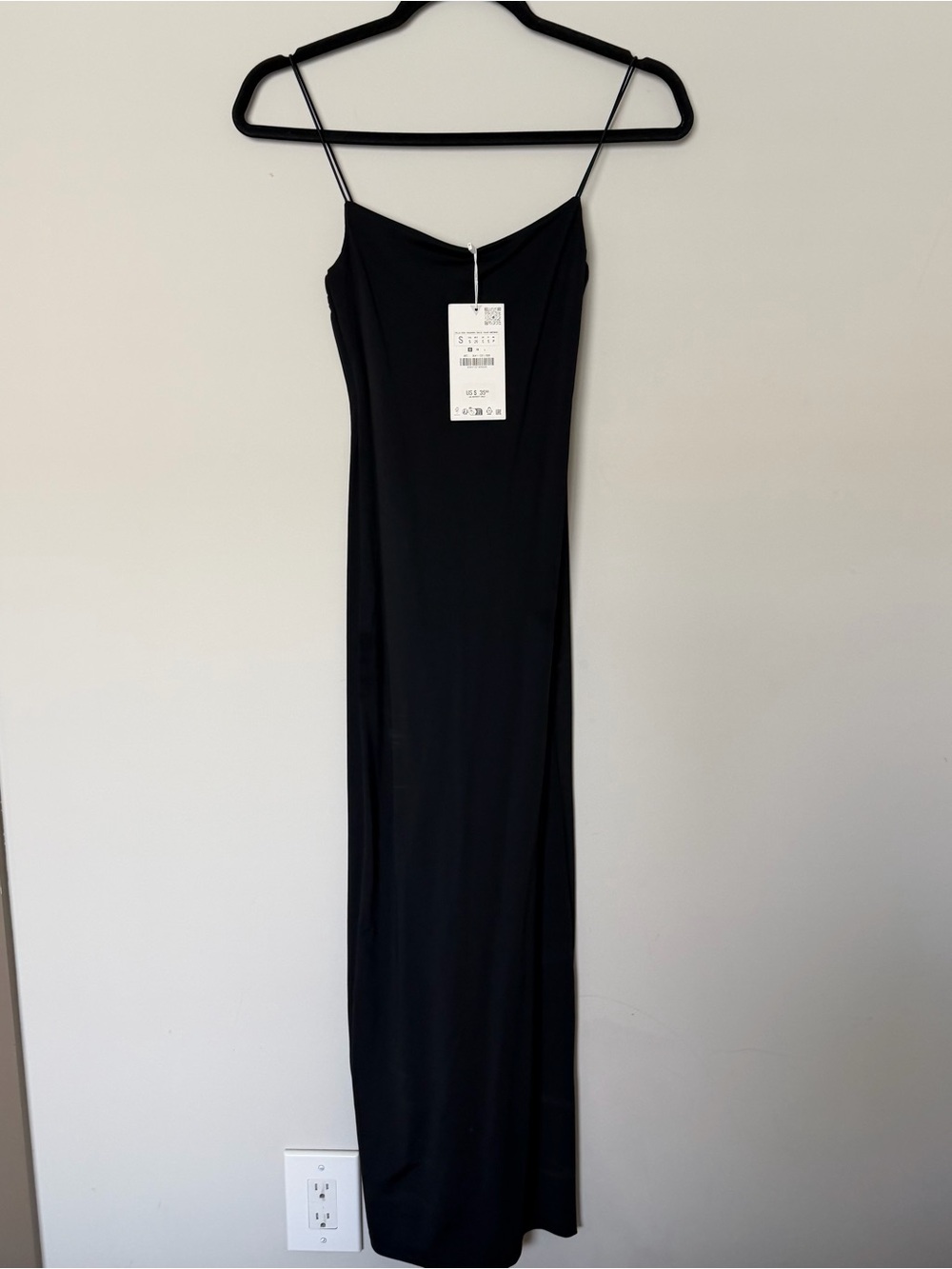 Skims Inspired Zara Women’s Black Slip Dress with Spaghetti Straps